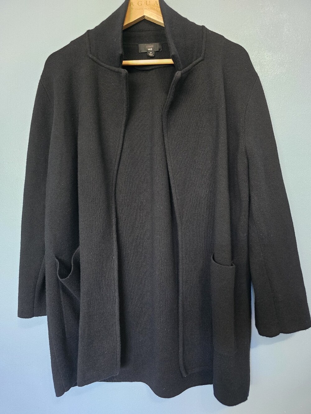 J. Crew 365 Wool Blend Dark Navy Blue Open-Front Longline Cardigan M